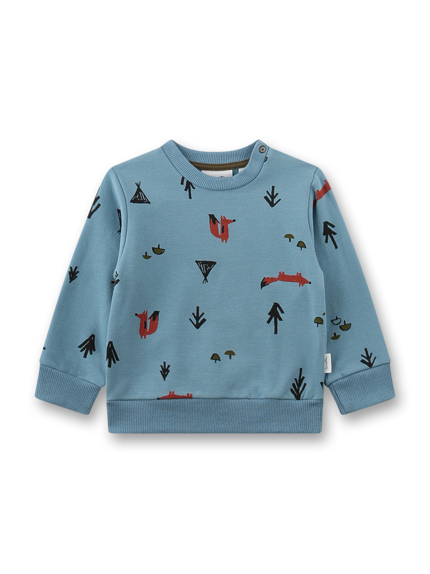 Baby-Sweatshirt Jungen blau Fuchs-Allover