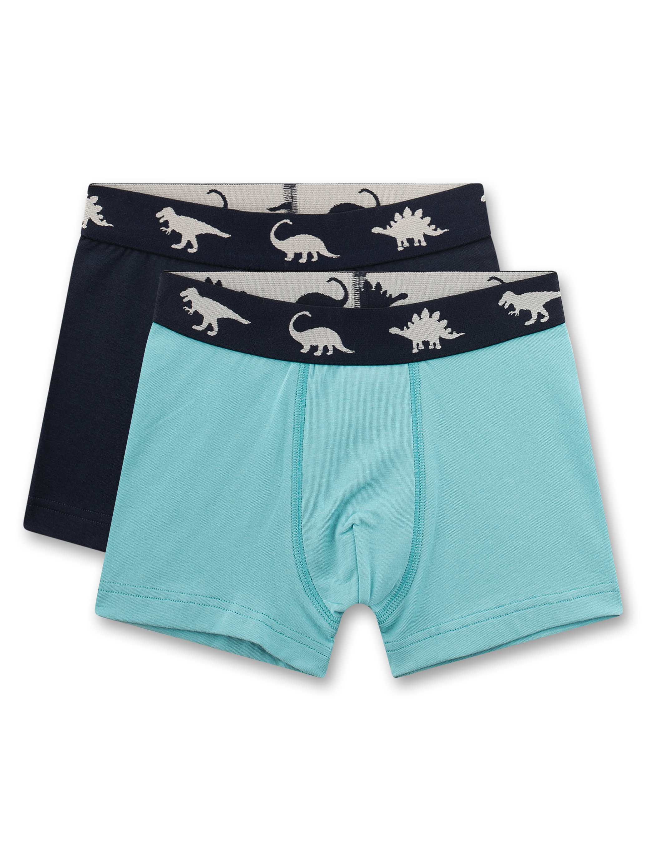 Jungen-Hipshorts (Doppelpack) dunkelblau & türkis Dino 