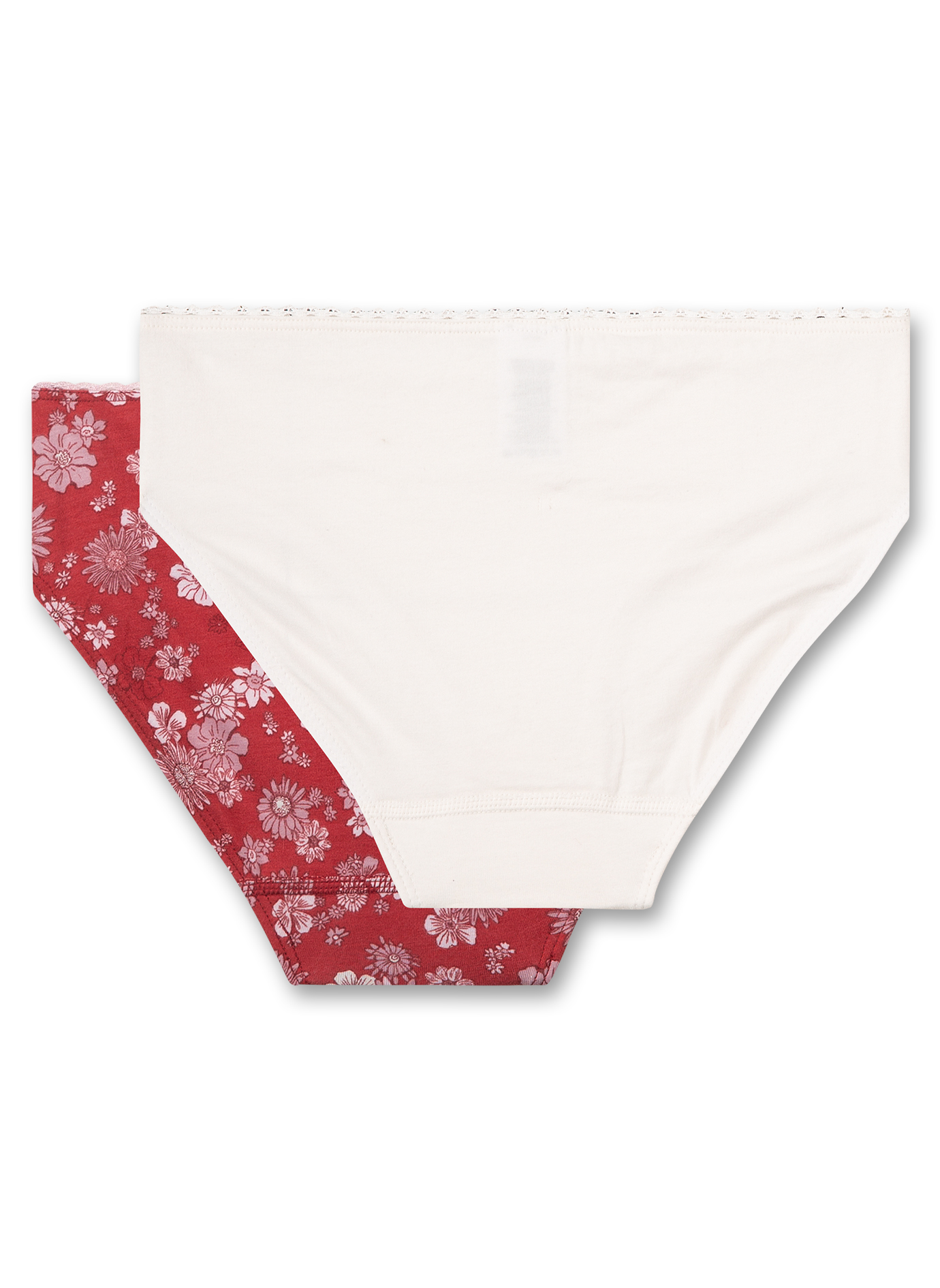 Mädchen-Rioslip (Doppelpack) Rot und Off-White