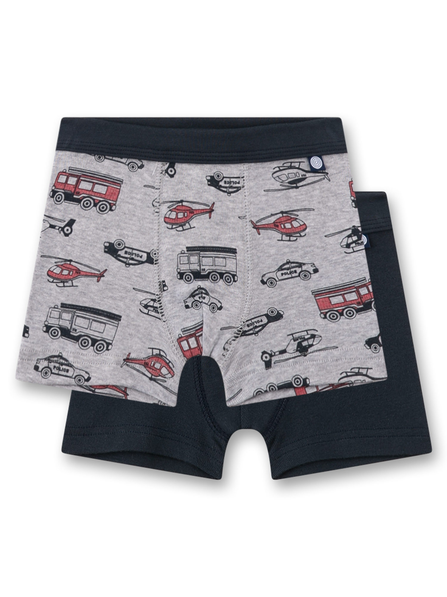 Jungen-Hipshorts (Doppelpack) schwarz & grau Fahrzeuge