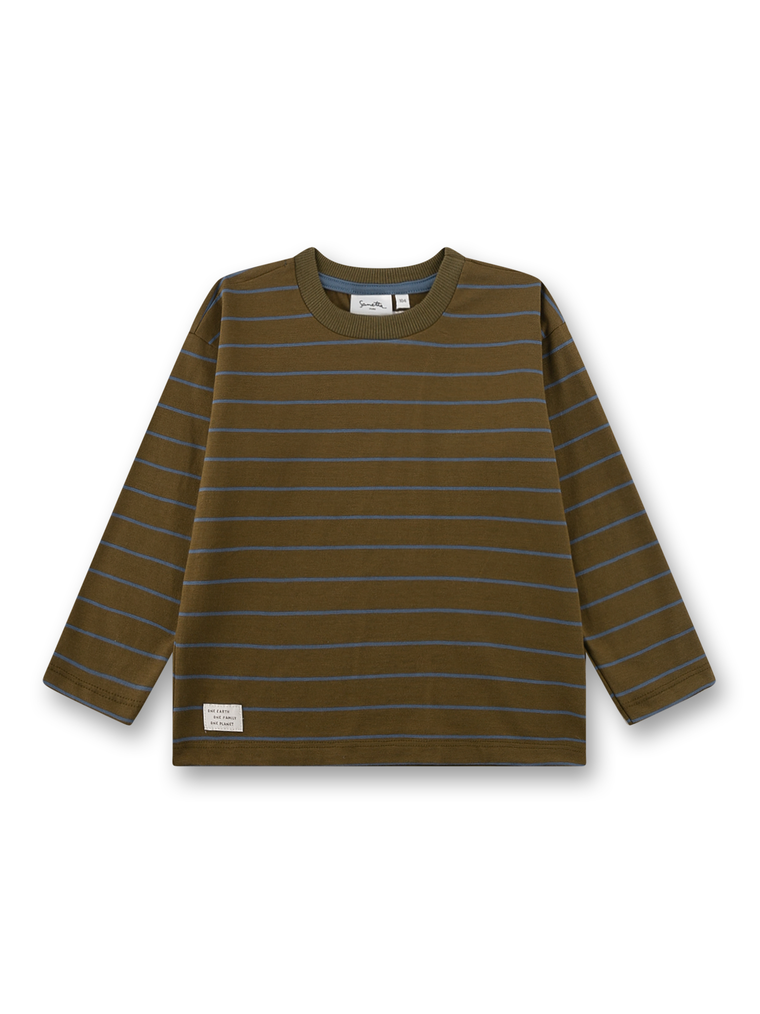 Jungen-Langarmshirt olivgrün gestreift