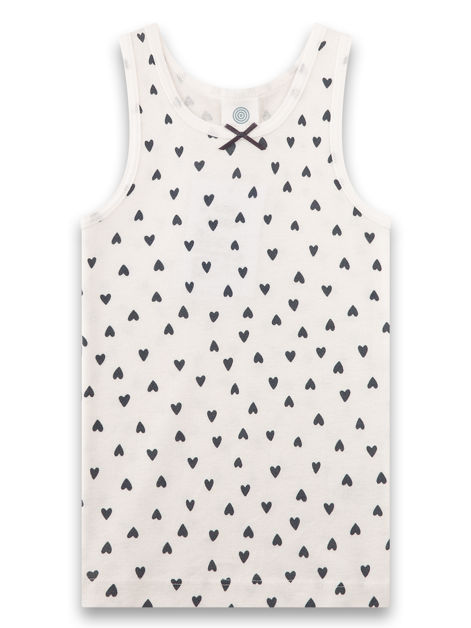 Top, Tanktop, Jersey, Pattern hearts, White