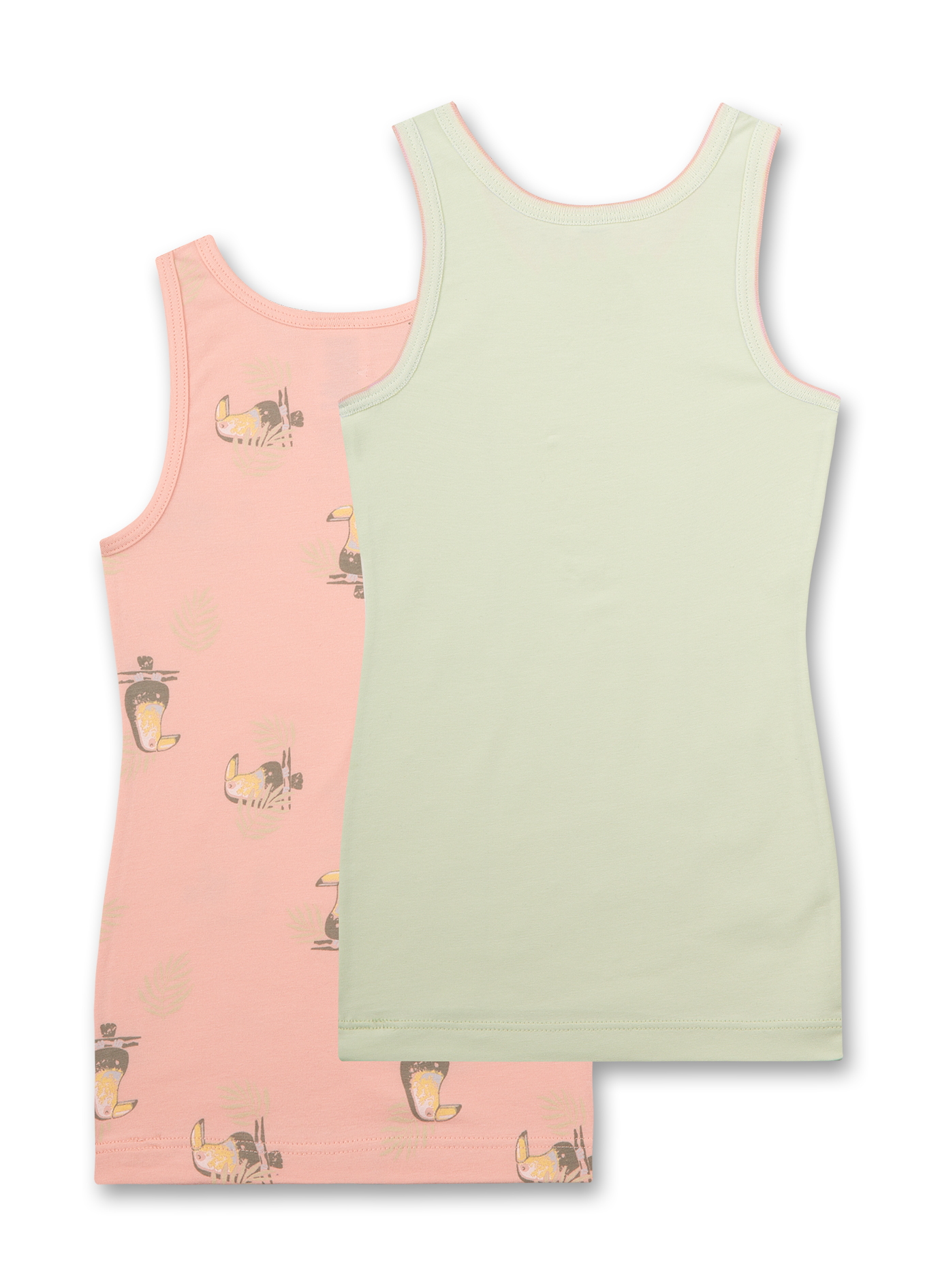 Mädchen-Unterhemd (Doppelpack) Rosa und Grün 
