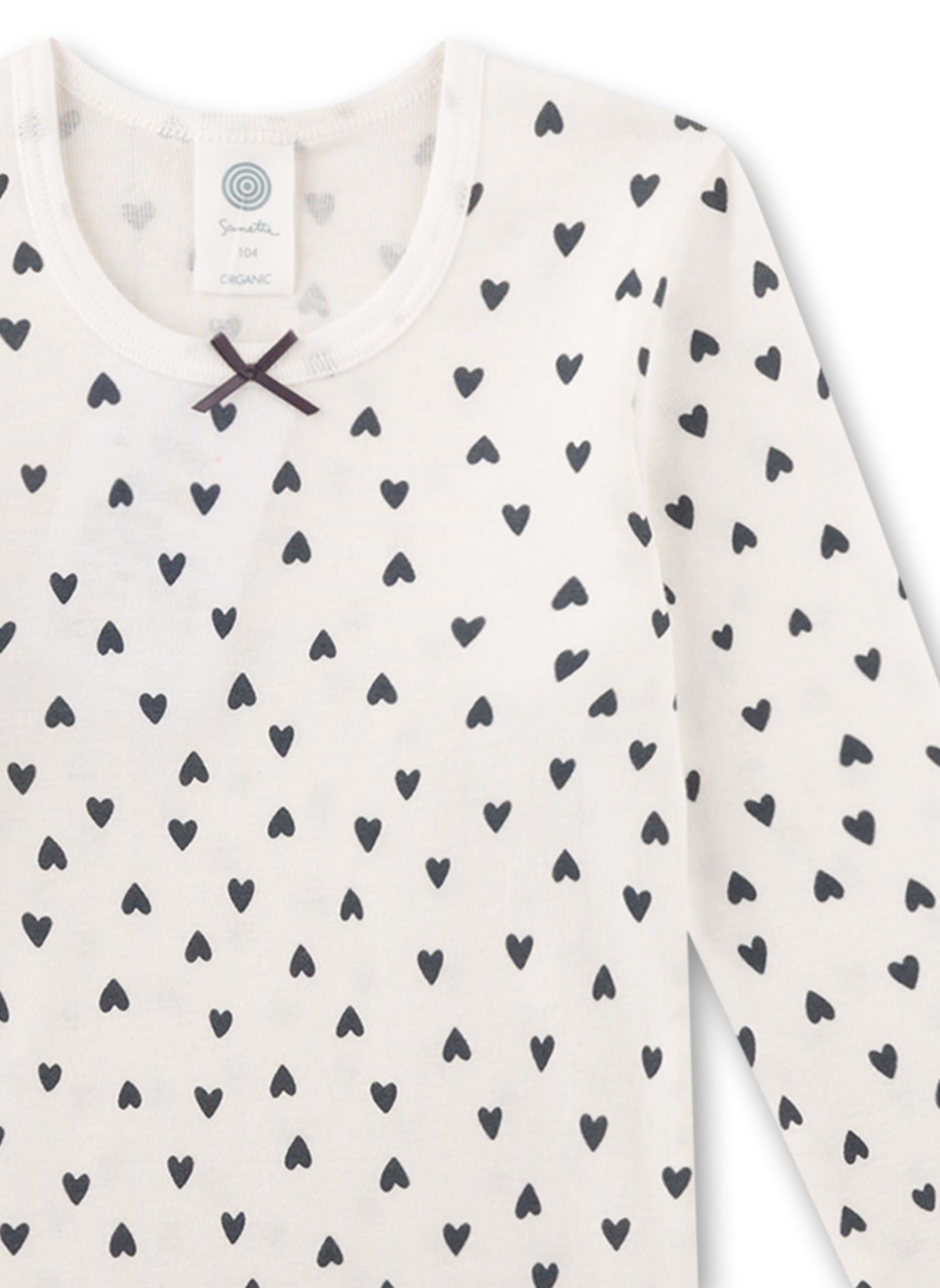 Langarmshirt, Herzen Muster, Weiß, Dunkles Muster, Strick