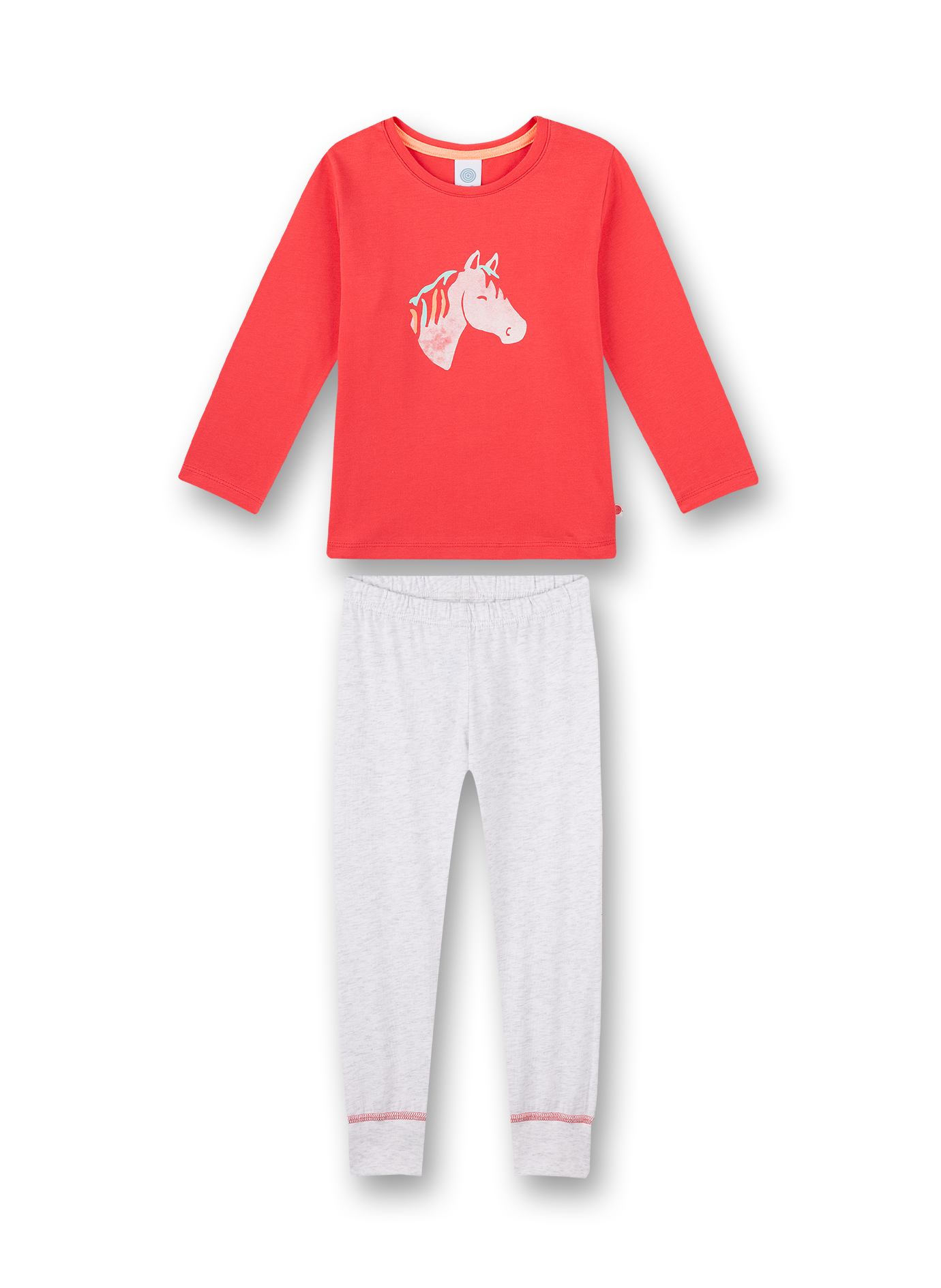 Sanetta Mädchen Schlafanzug Lang - Rot Mit Pilz Und Blatt Print