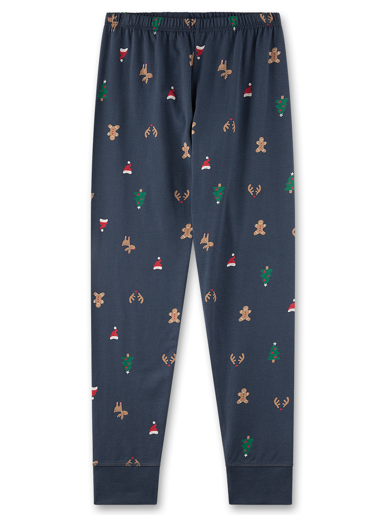 Schlafanzughose, Dunkelblau, Weihnachtsmuster, Elastischer Bund, Rippbündchen