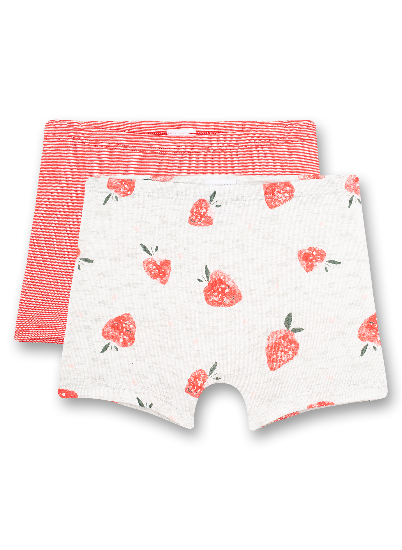 Mädchen-Shorts (Doppelpack) Erdbeer-Allover und Rosa-geringelt Strawberry Field