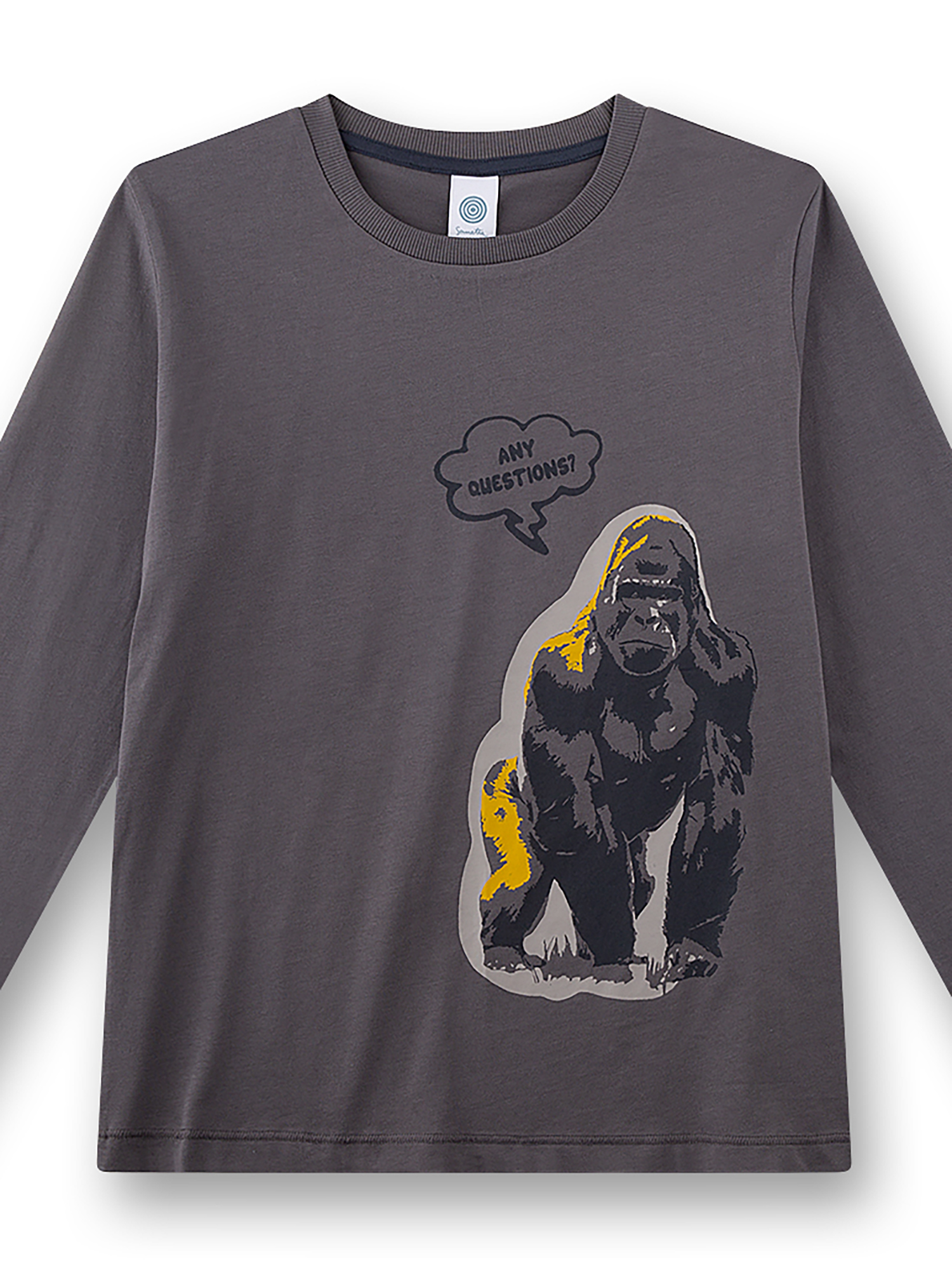 T-Shirt, Gorilla, Graues Oberteil, Frontprint, Kunstprint