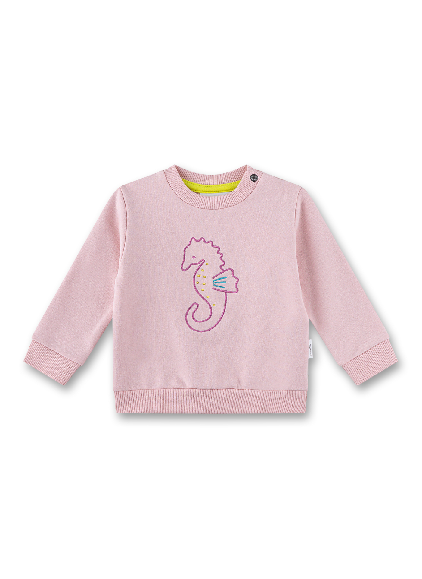Sanetta Baby-Mädchen Sweatshirt - Bio-Baumwolle, Raffiniert Mit Allover-Print In Sandbeige & Rosa, Europäisch Produziert